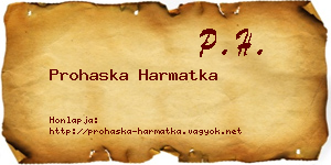 Prohaska Harmatka névjegykártya
